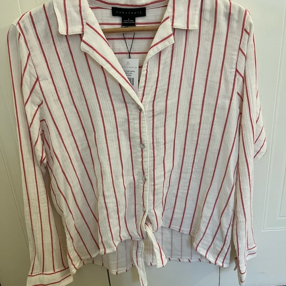 NWT ANTHRO sanctuary red striped tie front top small - Picture 2 of 7